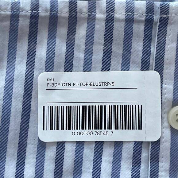 Everlane Blue And White Striped Cotton Collared The Woven PJ Top Small NWT - Picture 10 of 11